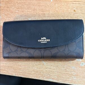 Coach Black and Brown Signature Wallet
